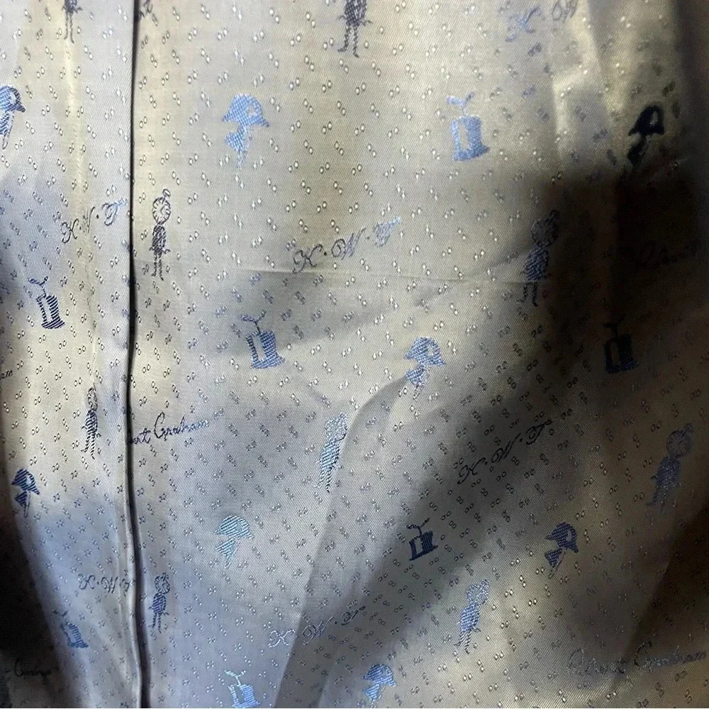 Robert Graham Wool/Silk Blend Windowpane Navy Blue Blazer Suit Jacket
